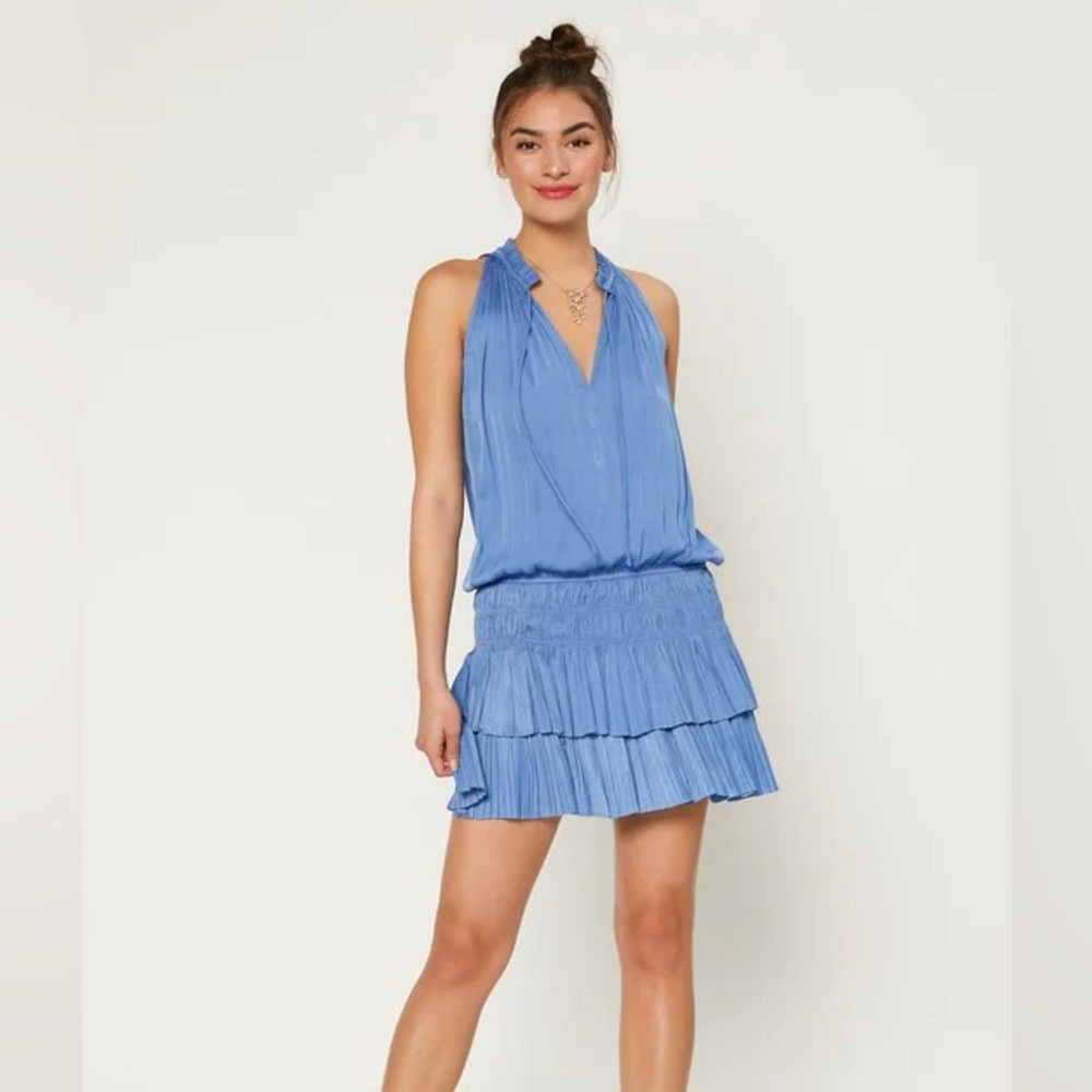 Current Air Cara Pleated Mini Dress, Blue, Medium